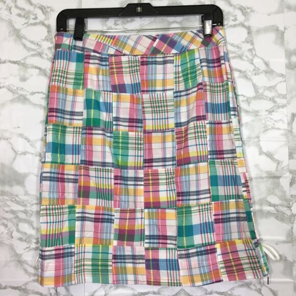NWOT TALBOTS MULTI COLOR MADRAS PATCHWORK PENCIL SKIRT‎ 2 BOHO CHIC CONTEMPORARY - Picture 8 of 14